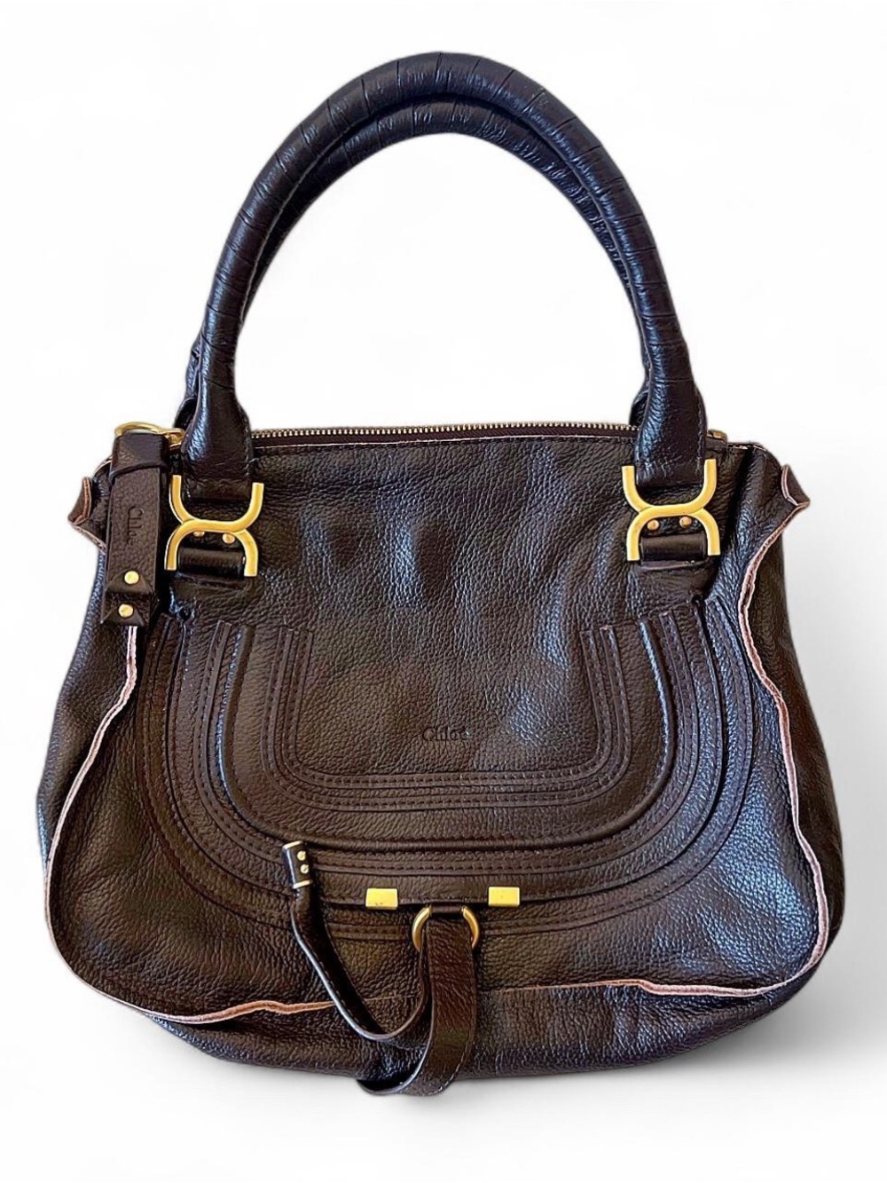 Chloé Marcie Double Carry Satchel – Dark Brown Leather